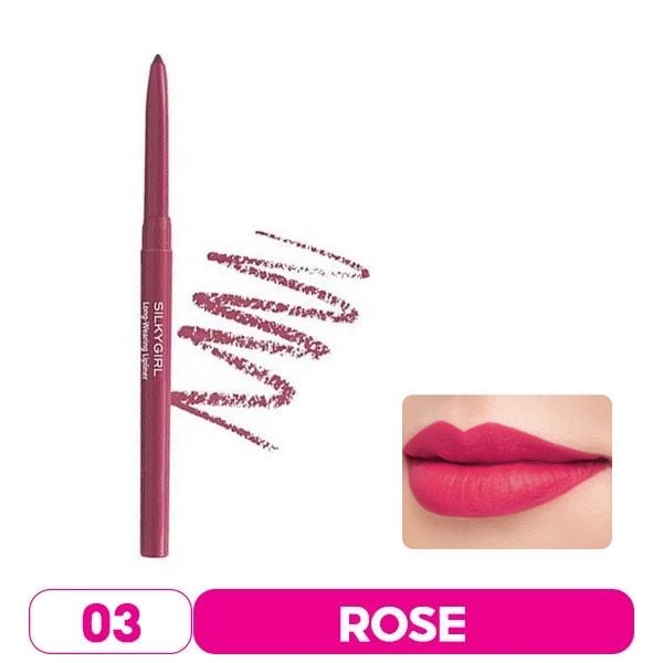 Chì Kẻ Viền Môi Silkygirl Rõ Nét, Lâu Trôi Long-Wearing Lip Liner 0.35g - 03 ROSE