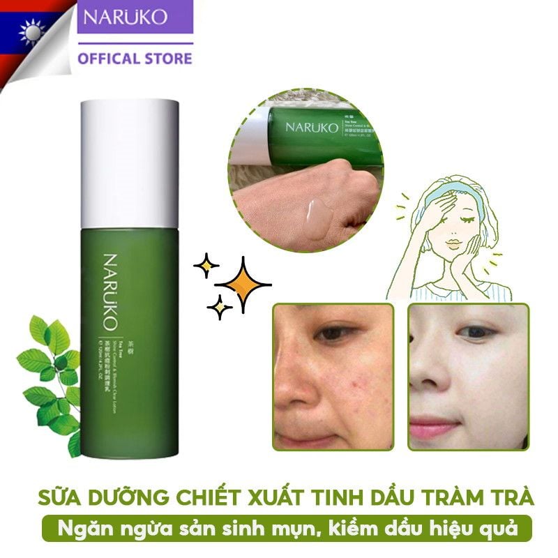 Sữa Dưỡng Naruko Kiềm Dầu, Ngăn Ngừa Mụn Chiết Xuất Tràm Trà Tea Tree Shine Control & Blemish Clear Lotion 120ml