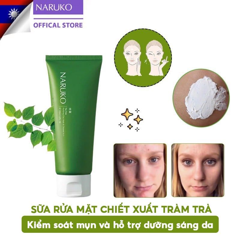 Sữa Rửa Mặt Bùn Chiết Xuất Tràm Trà Naruko Tea Tree Purifying Clay Mask & Cleanser In 1 120g