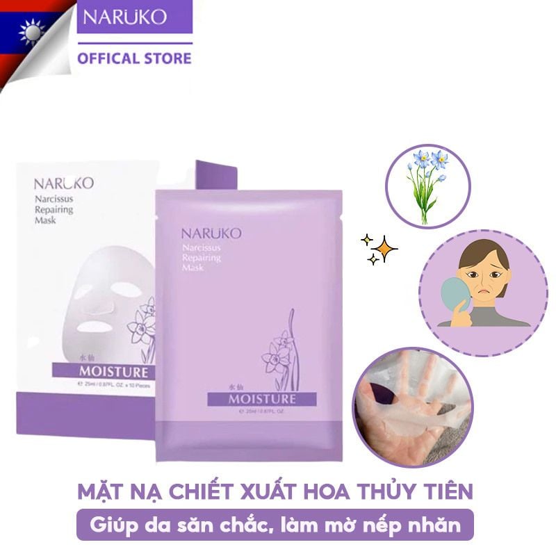 Mặt Nạ Giúp Da Săn Chắc, Làm Mờ Nếp Nhăn Chiết Xuất Hoa Thủy Tiên Naruko Narcissus Repairing Mask 26ml