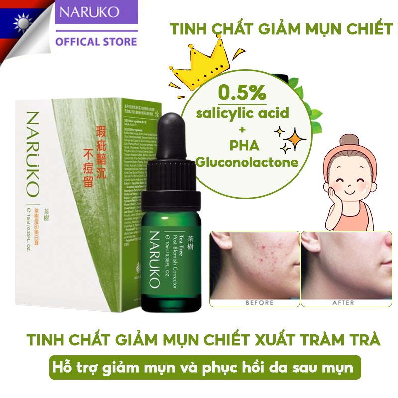 Tinh Chất Naruko Hỗ Trợ Giảm Mụn Và Phục Hồi Da Sau Mụn Chiết Xuất Tràm Trà Tea Tree Post Blemish Corrector 10ml