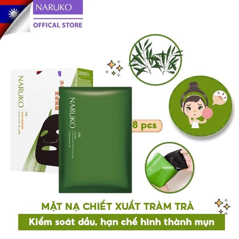 Mặt Nạ Chiết Xuất Tràm Trà Kiềm Dầu, Hỗ Trợ Giảm Mụn Naruko Tea Tree Shine Control & Blemish Clear Mask 26ml