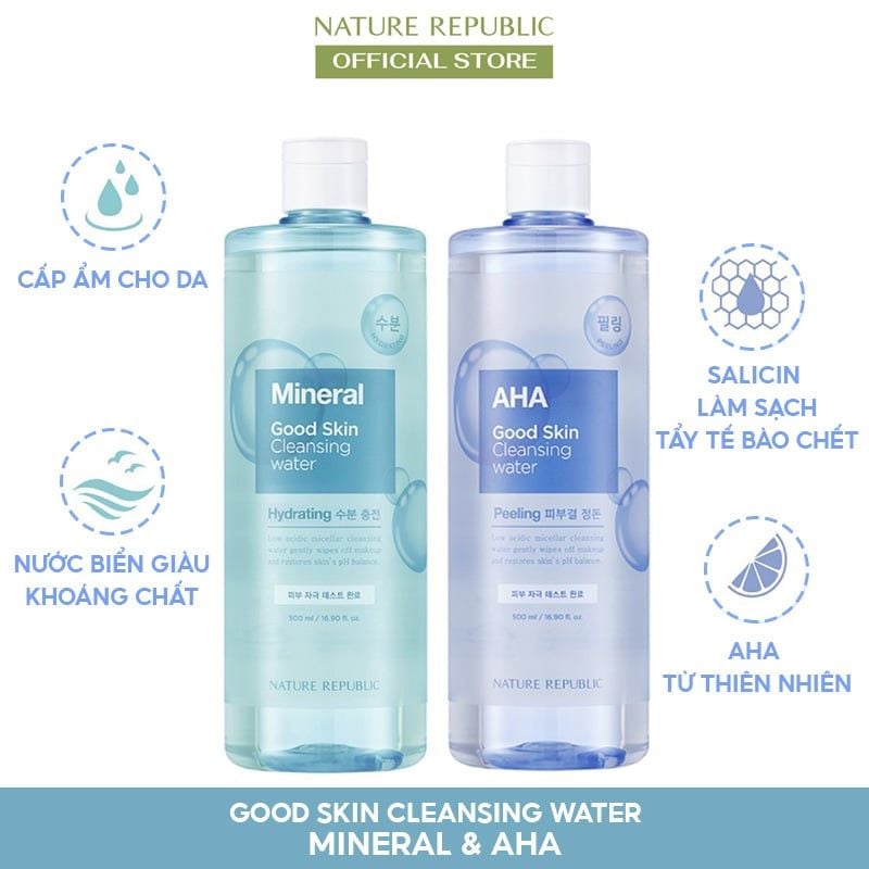 Nước Tẩy Trang Làm Sạch Sâu Nature Republic Good Skin Ampoule Cleansing Water 500ml