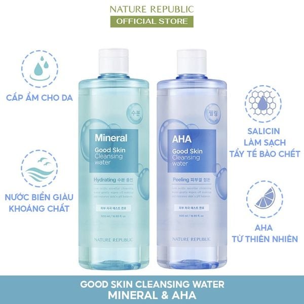 Nước Tẩy Trang Làm Sạch Sâu Nature Republic Good Skin Ampoule Cleansing Water 500ml
