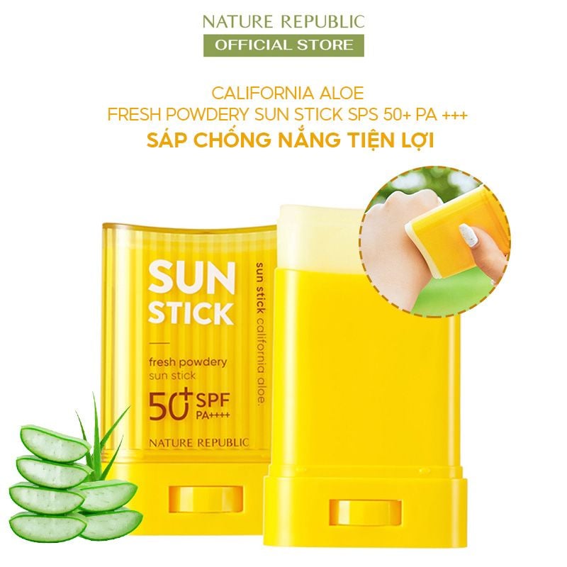 Kem Chống Nắng Dạng Sáp Dưỡng Ẩm Kiểm Soát Dầu Nature Republic California Aloe Fresh Powdery Sun Stick SPF50+ PA++++ 24g