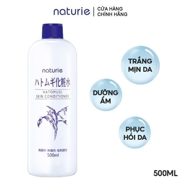 Nước Hoa Hồng Cấp Ẩm Hỗ Trợ Dưỡng Trắng Chiết Xuất Ý Dĩ Naturie Hatomugi Skin Conditioner 500ml