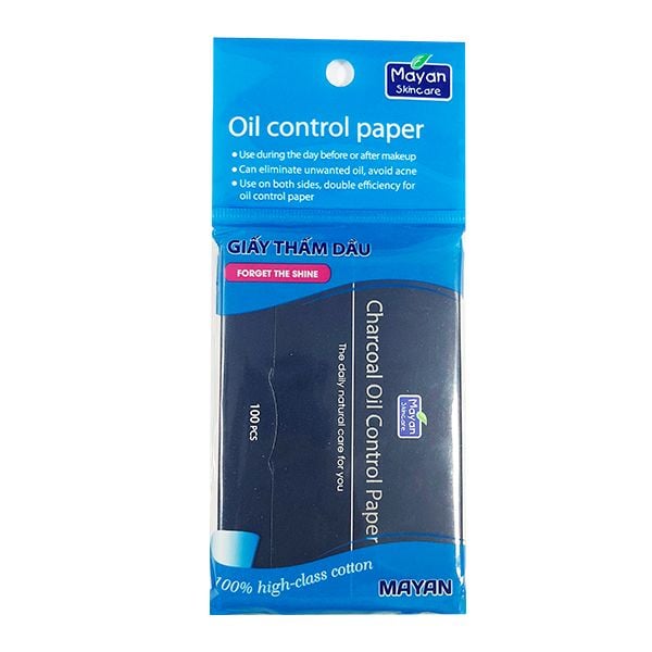 Giấy Thấm Dầu Than Hoạt Tính Mayan Charcoal Oil Control Paper 100 PCS