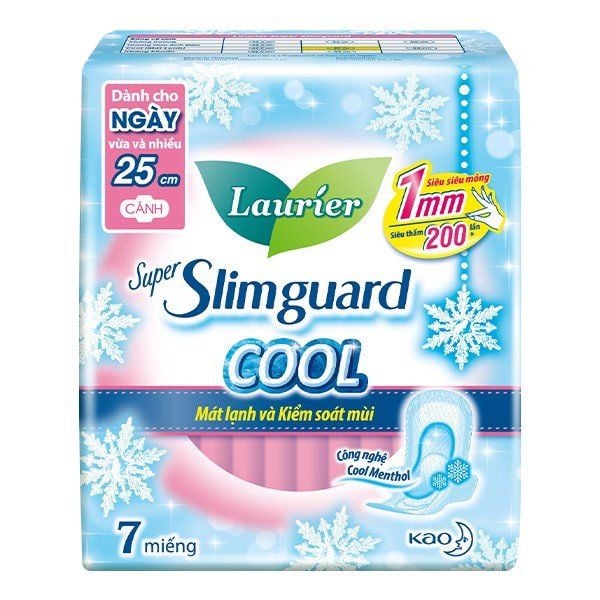 [Tặng Kèm 2 Miếng] Băng Vệ Sinh Siêu Mỏng Bảo Vệ Mát Lạnh Laurier Super Slimguard Cool 25cm - 7 Miếng (Che tên sản phẩm khi giao hàng)