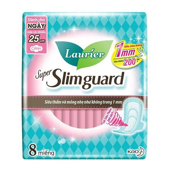 [Tặng Kèm 2 Miếng] Băng Vệ Sinh Laurier Super Slimguard 25cm Không Hương - 8 Miếng (Che tên sản phẩm khi giao hàng)