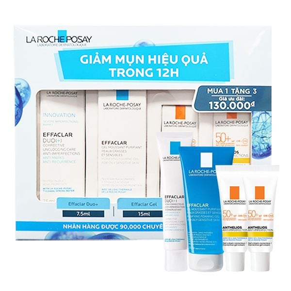 [4 Items] Bộ Kem Dưỡng Giảm Mụn Hiệu Quả Trong 12h La Roche-Posay Effeclar Và Kem Chống Nắng Anthelios Anti-Imperfections