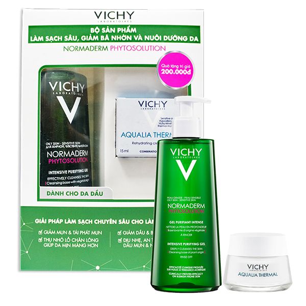 [2 Items] Bộ Sản Phẩm Làm Sạch Sâu, Giảm Bã Nhờn Và Nuôi Dưỡng Da Vichy Normaderm Phytosolution Và Kem Dưỡng Vichy Aqualia Thermal Rehydrating Cream Gel