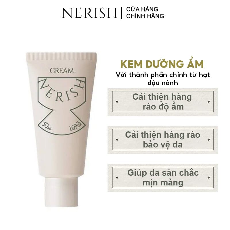 Kem Dưỡng Ẩm Đậu Nành Nuôi Dưỡng, Bảo Vệ Da Nerish Soy Ceramide Barrier Cream 50ml (date 1/2025)