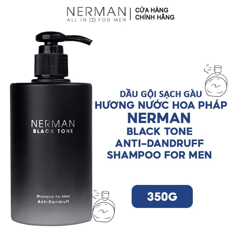Dầu Gội Sạch Gàu Cho Nam Hương Nước Hoa Pháp Nerman Black Tone Anti-Dandruff Shampoo For Men 350g