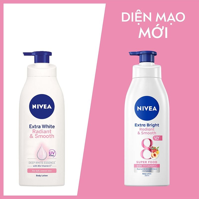 Sữa Dưỡng Thể Hỗ Trợ Dưỡng Sáng, Giúp Da Đàn Hồi, Căng Mịn Nivea Extra Bright Body Lotion