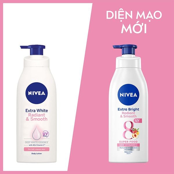  Sữa Dưỡng Thể Nivea Hỗ Trợ Dưỡng Sáng, Giúp Da Đàn Hồi, Căng Mịn Extra Bright Body Lotion 