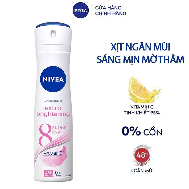 Xịt Khử Mùi Sáng Mịn & Mờ Thâm Nivea Anti-Perspirant Extra Brightening Spray 150ml