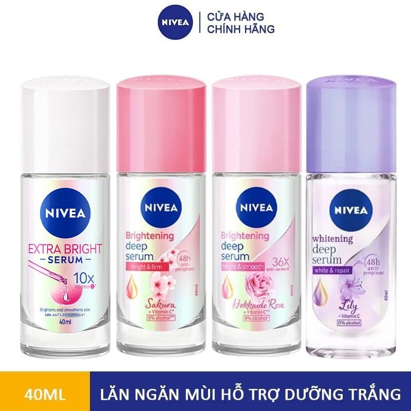 Lăn Ngăn Mùi Hỗ Trợ Dưỡng Trắng Nivea Brightening Deep Serum Roll On 40ml