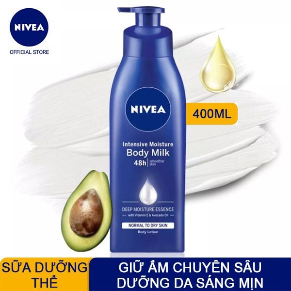 Sữa Dưỡng Thể Giữ Ẩm Chuyên Sâu, Giúp Da Mềm Mịn Nivea Intensive Moisture Body Milk 48H Body Lotion 380ml