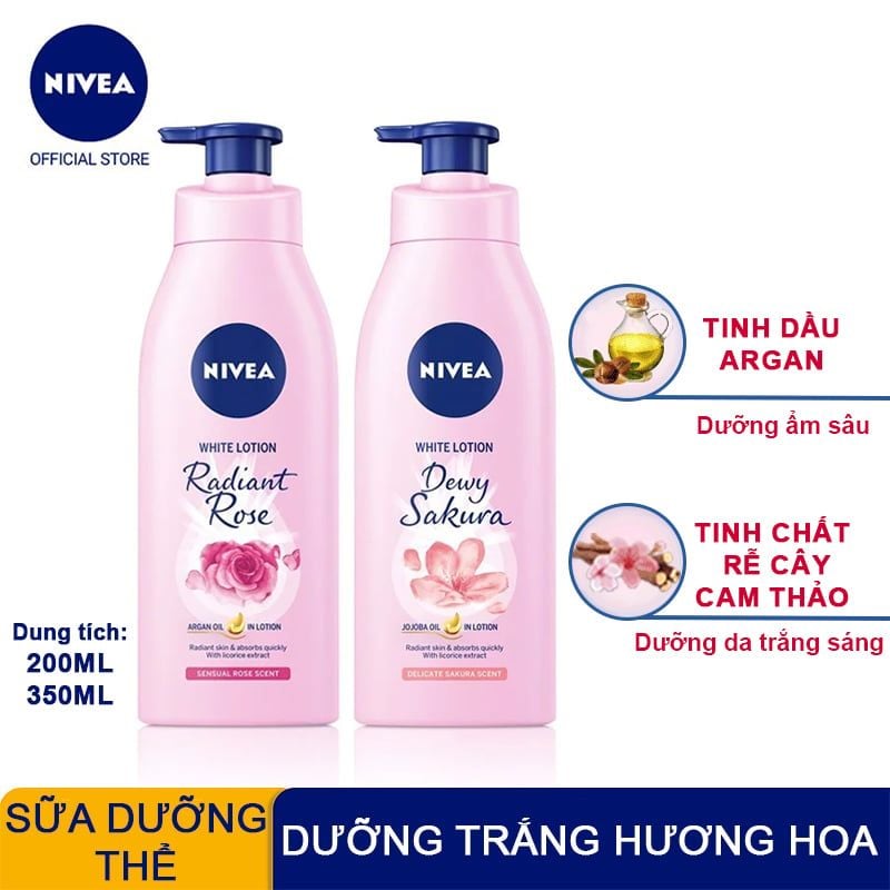 Sữa Dưỡng Thể Hỗ Trợ Dưỡng Sáng Da Hương Hoa Nivea Bright Lotion