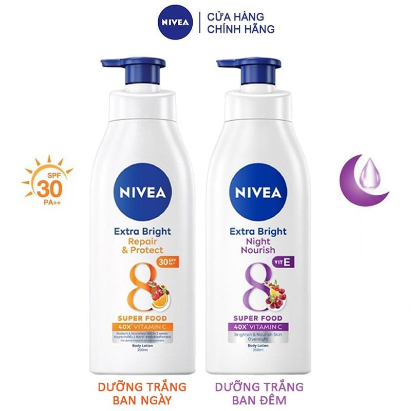 Sữa Dưỡng Thể Hỗ Trợ Dưỡng Sáng, Giúp Da Đàn Hồi, Căng Mịn Nivea Extra Bright Body Lotion