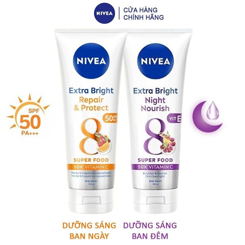 Sữa Dưỡng Thể Hỗ Trợ Dưỡng Trắng Da Ban Ngày & Đêm Nivea Extra Bright Body Serum