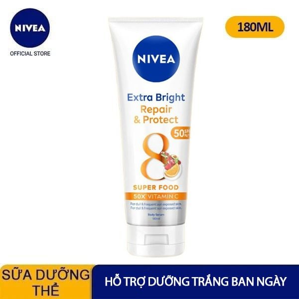 Sữa Dưỡng Thể Hỗ Trợ Dưỡng Trắng Da Ban Ngày & Đêm Nivea Extra Bright Body Serum