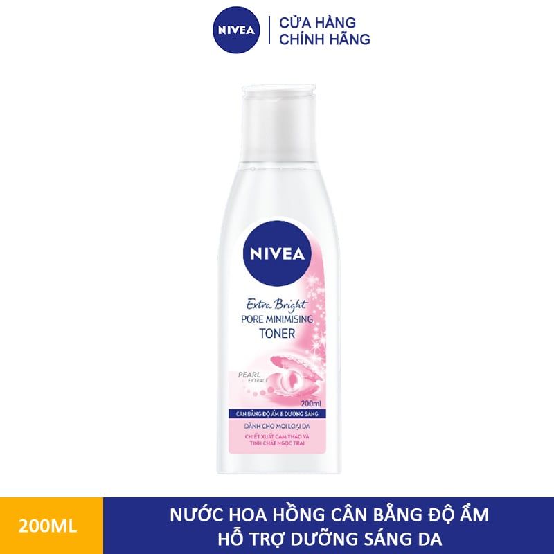 Nước Hoa Hồng Nivea Hỗ Trợ Dưỡng Trắng Da & Thu Nhỏ Lỗ Chân Lông Extra Bright Pore Minimising Toner 200ml