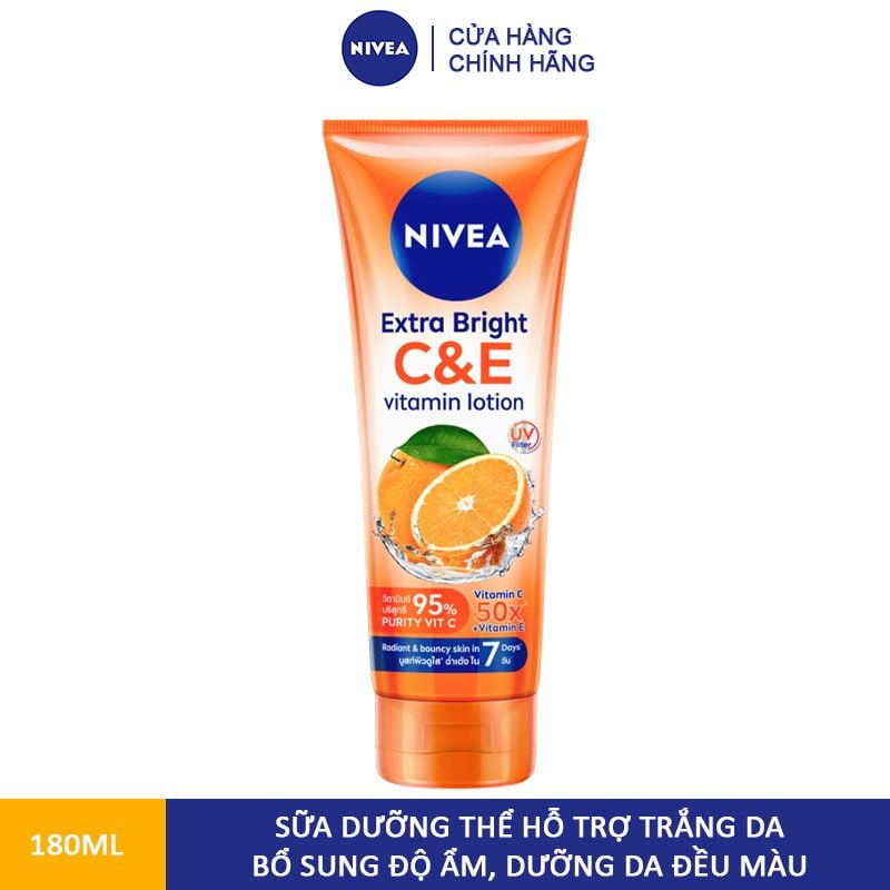 [180ml] Sữa Dưỡng Thể Làm Da Căng Mượt, Hỗ Trợ Trắng Da Nivea Extra Bright Vitamin Lotion C&E 180ml