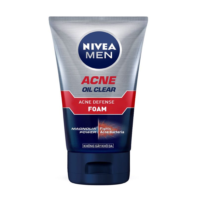 Sữa Rửa Mặt Hỗ Trợ Giảm Nhờn Mụn Dành Cho Nam Nivea Men Acne Oil Clear 10X Acne Reduction Foam 100g