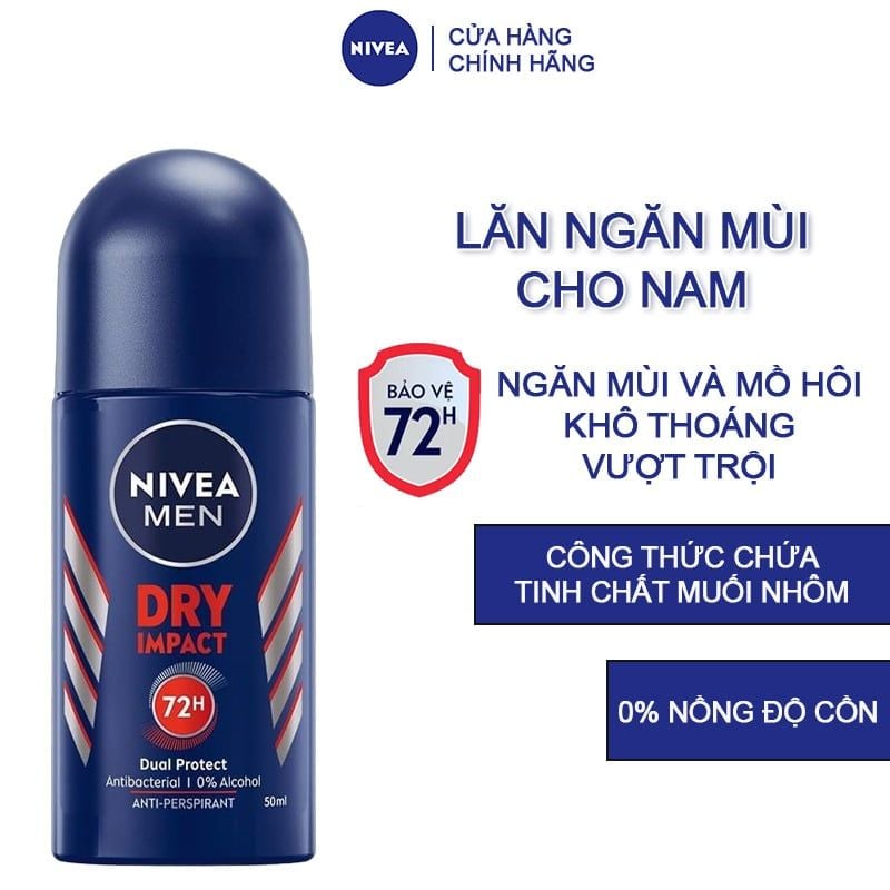 Lăn Khử Mùi Cho Nam Khô Thoáng Nivea Men Dry Impact Anti-Perspirant Roll On (Che tên sản phẩm khi giao hàng)