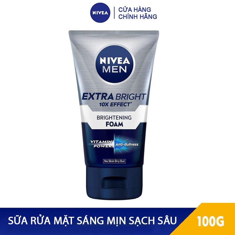 Sữa Rửa Mặt Hỗ Trợ Sáng Da Nivea Men Extra White Brightening Foam 100g