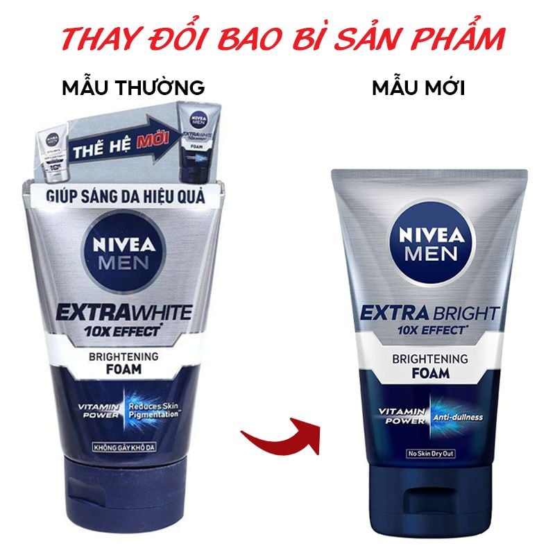 Sữa Rửa Mặt Nivea Men Hỗ Trợ Sáng Da Extra White Brightening Foam 100g