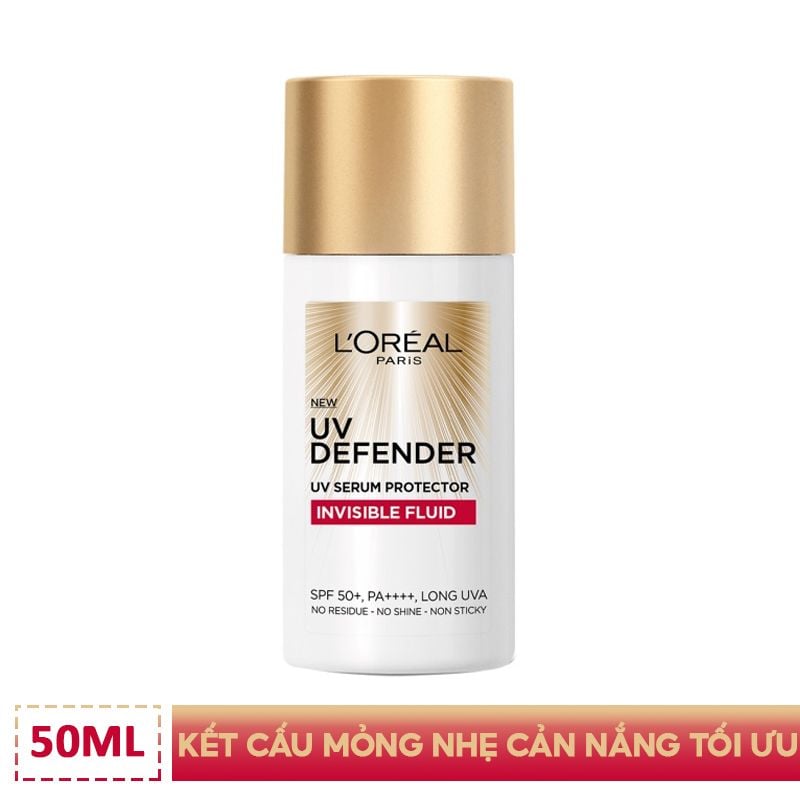 Kem Chống Nắng Mịn Nhẹ, Bảo Vệ Da, Ngăn Ngừa Lão Hóa L'Oreal UV Defender Serum Protector SPF 50+/PA++++