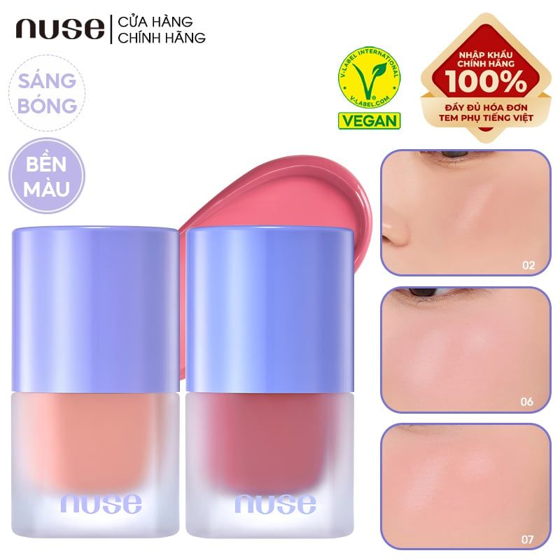 [NEW][NUSE BY ROMAND][01-07] Má Hồng Dạng Kem Thuần Chay Nuse Liquid Care Cheek 16ml