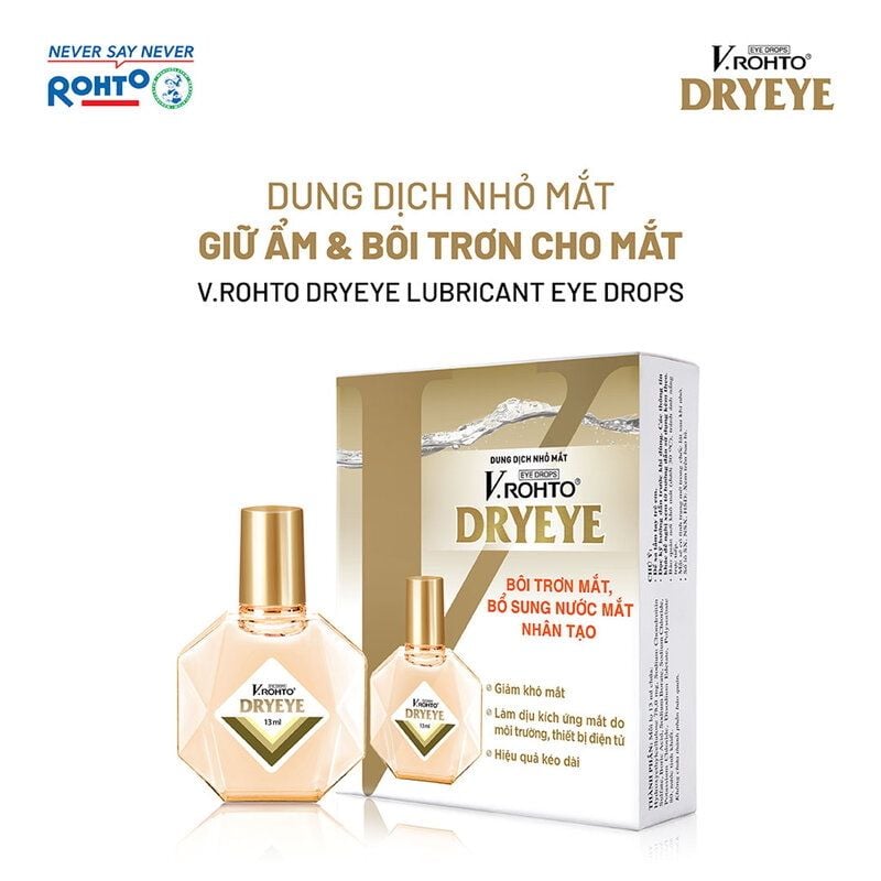 Dung Dịch Nhỏ Mắt Giữ Ẩm, Làm Dịu Mắt, Bổ Sung Nước Mắt Nhân Tạo V.Rohto 13ml