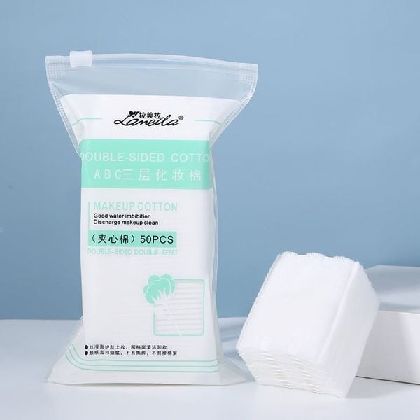  [NHẬP KHẨU] Bông Tẩy Trang 3 Lớp Mềm Mại Lameila Makeup Cotton - B1091 - Túi 50 miếng 