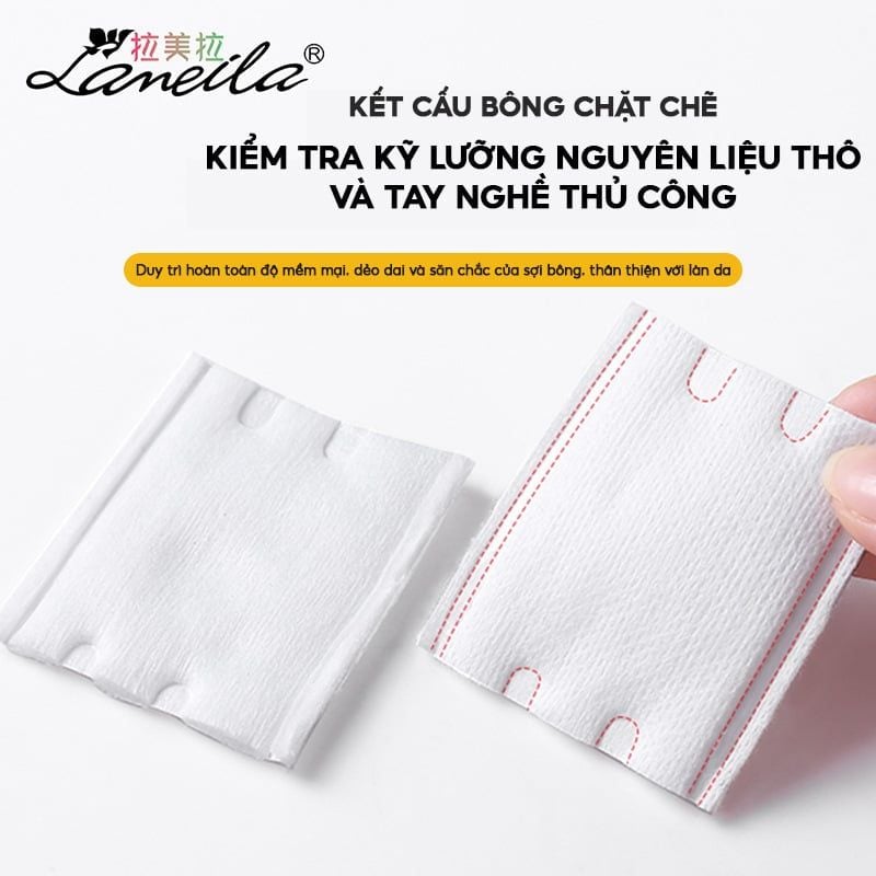 [NHẬP KHẨU] Bông Tẩy Trang 3 Lớp Mềm Mại Cao Cấp Lameila Makeup Cotton - B1091 - Túi 50 miếng