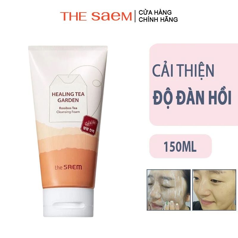 Sữa Rửa Mặt The Saem Tạo Bọt Hỗ Trợ Cải Thiện Độ Đàn Hồi Healing Tea Garden Rooibos Tea Cleansing Foam 150ml