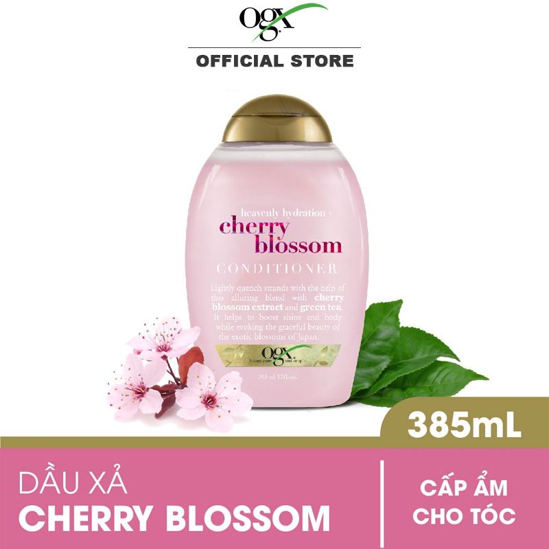 Dầu Xả Cấp Ẩm, Tóc Suôn Mượt & Bóng Khỏe, Chiết Xuất Hoa Anh Đào OGX Heavenly Hydration + Cherry Blossom Conditioner 385ml