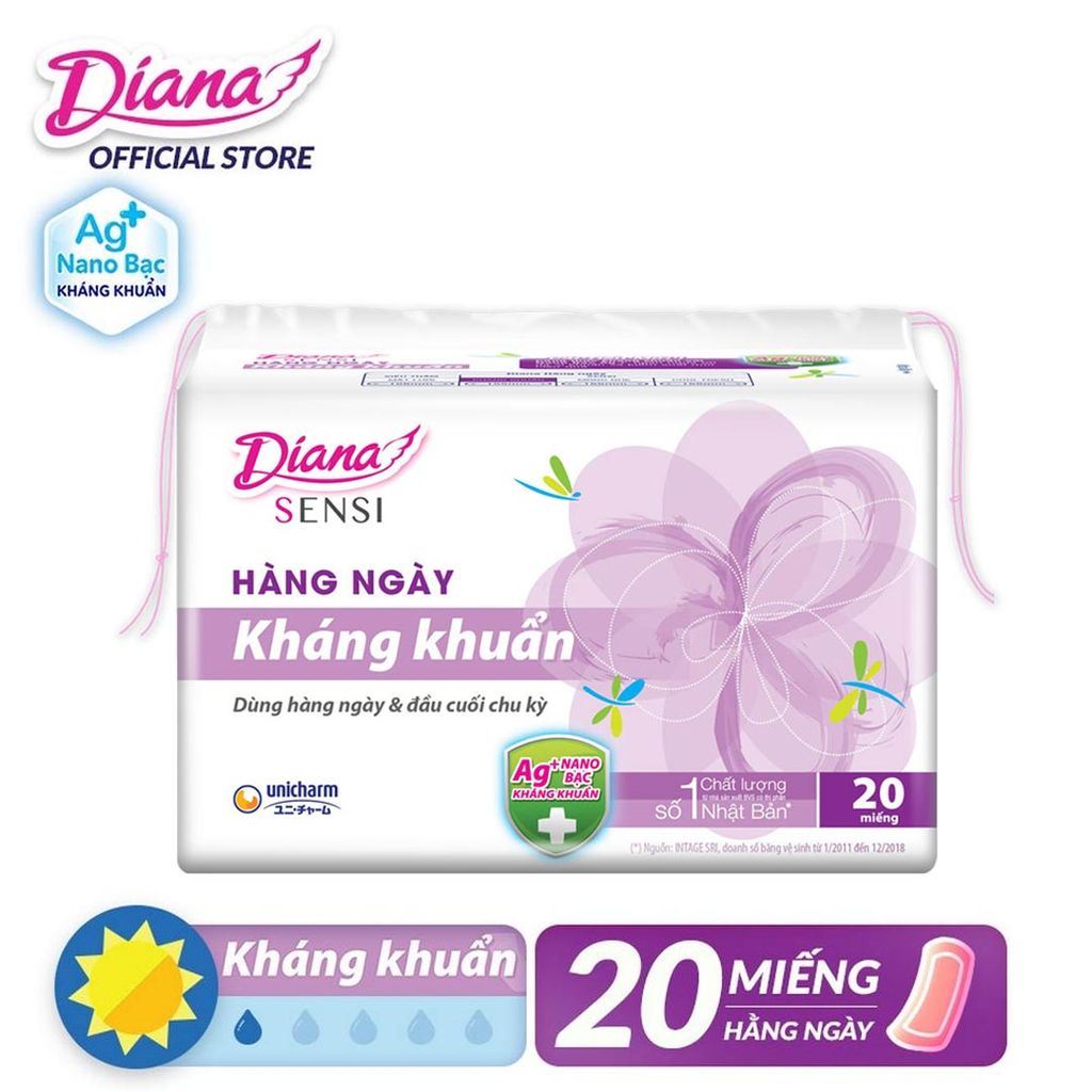 Băng Vệ Sinh Diana Sensi Hằng Ngày Kháng Khuẩn - 20 Miếng (Che tên sản phẩm khi giao hàng)