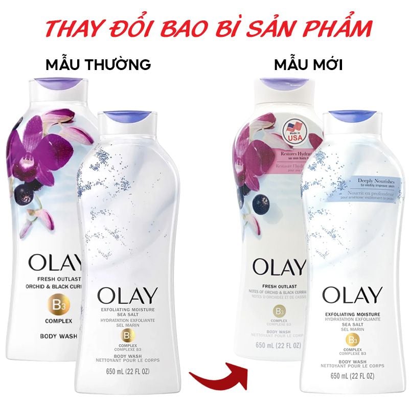 Sữa Tắm Dưỡng Ẩm, Làm Sạch Sâu, Hương Thơm Ngọt Ngào OLAY Body Wash