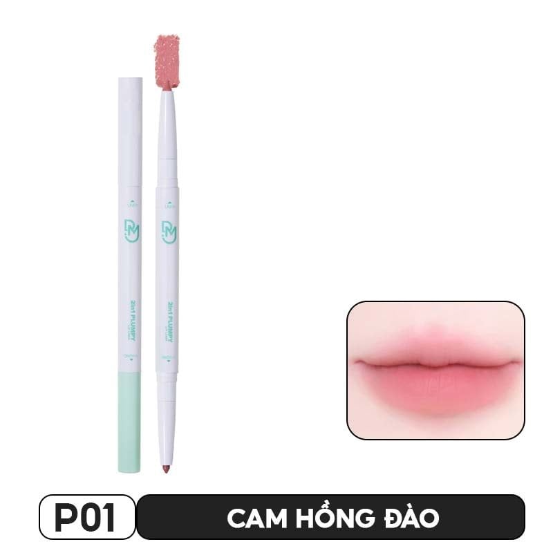 Chì Kẻ Viền Môi, Tạo Khối Môi 2 Đầu Dearmay 2In1 Plumpy Lip Liner 0.46g