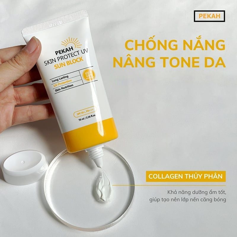 Kem Chống Nắng Pekah Nâng Tone Tự Nhiên Skin Protect UV Sunblock SPF50+/PA+++ 70ml