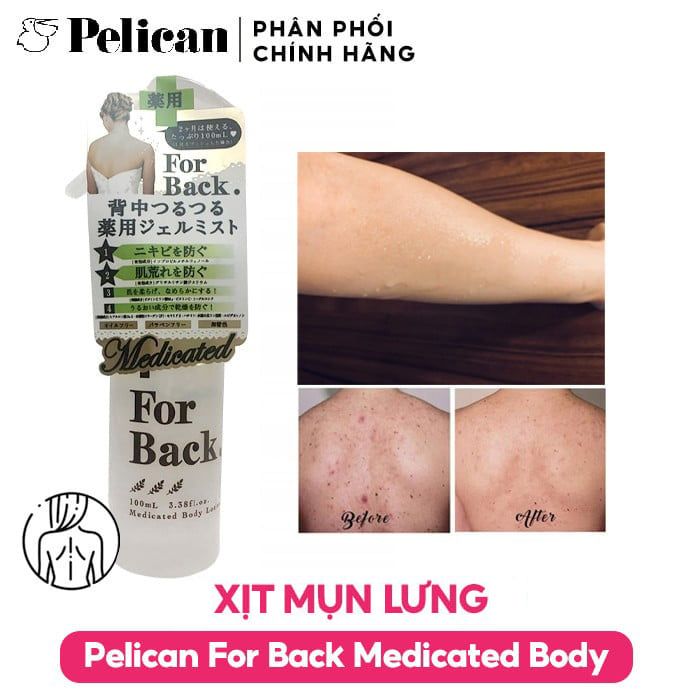 Xịt Hỗ Trợ Cải Thiện Mụn Lưng Pelican For Back Medicated Body Lotion 100ml