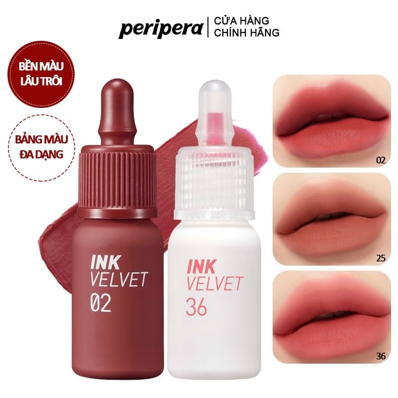 Son Kem Lì Mịn Môi, Lâu Trôi Peripera Ink Velvet 4g