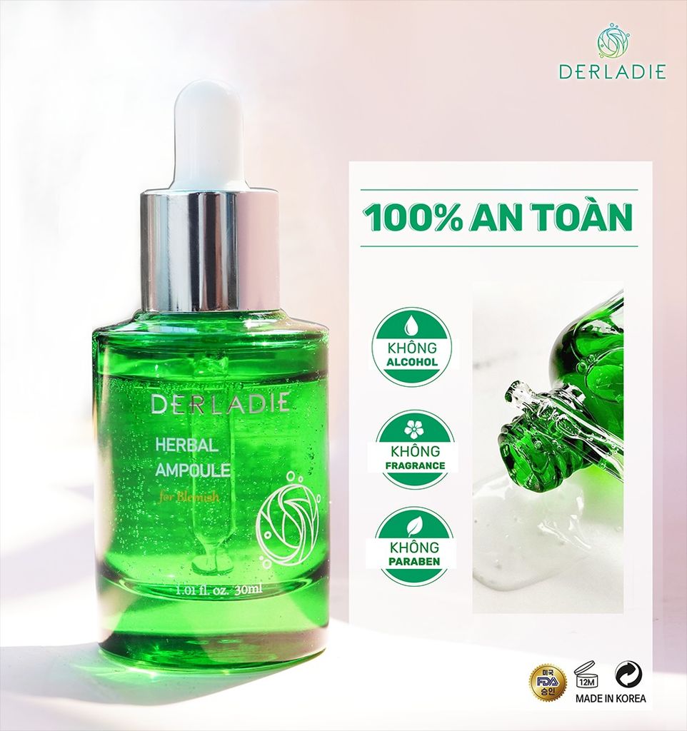 Serum Derladie Tinh Chất Thảo Dược Hỗ Trợ Giảm Mụn Derladie Herbal Ampoule For Blemish 30ml