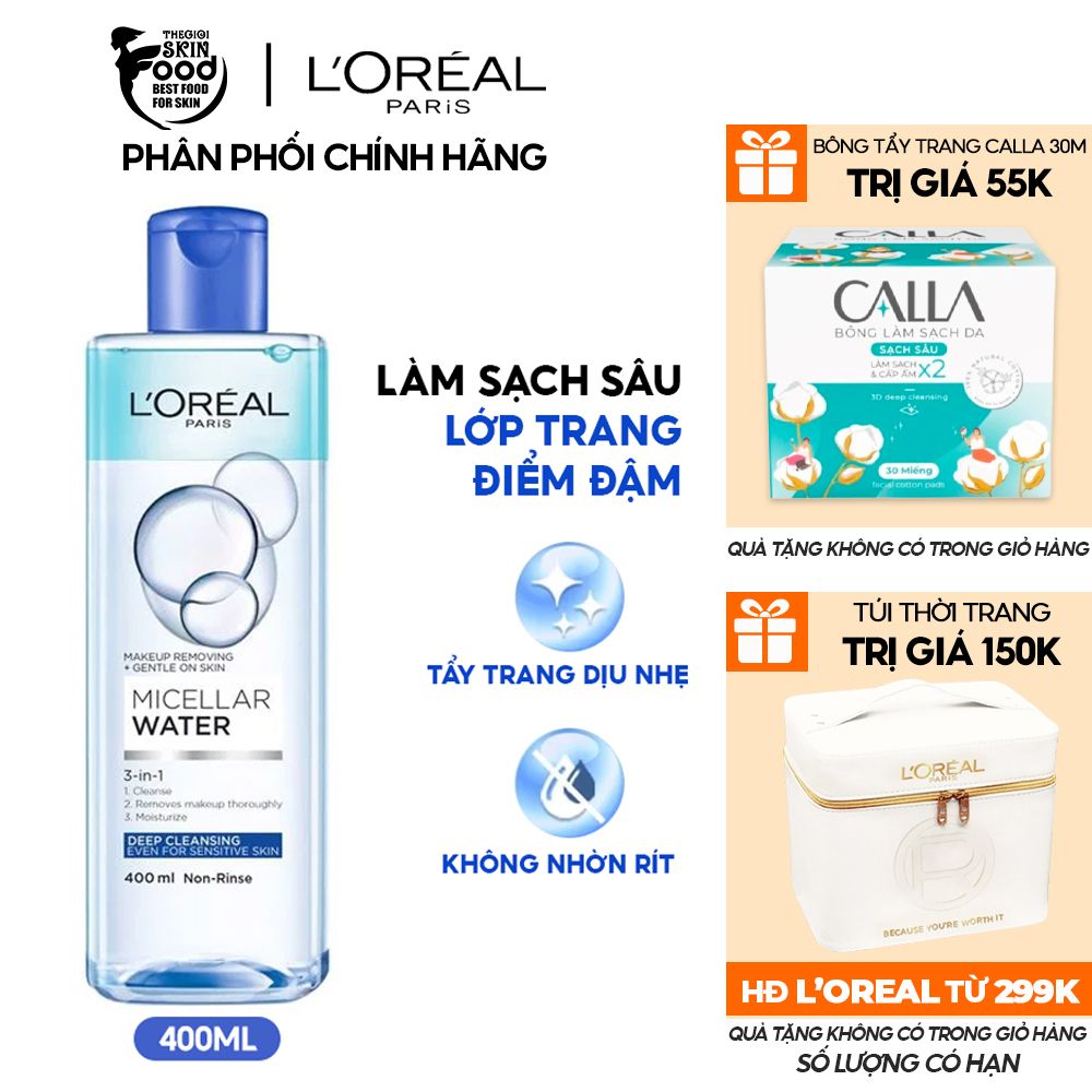 Nước Tẩy Trang Làm Sạch Sâu 3 In 1 L'Oreal Micellar Water Deep Cleansing