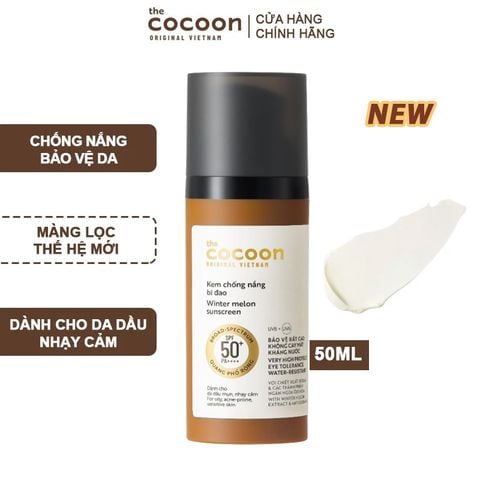 Kem Chống Nắng Cocoon Bí Đao Quang Phổ Rộng Dành Cho Da Dầu, Nhạy Cảm Winter Melon Sunscreen SPF50+ PA++++ 50ml