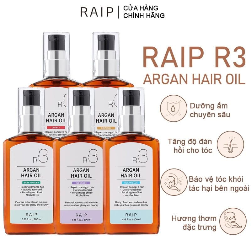 Tinh Dầu Dưỡng Tóc Bóng Mượt Raip R3 Argan Hair Oil 100ml