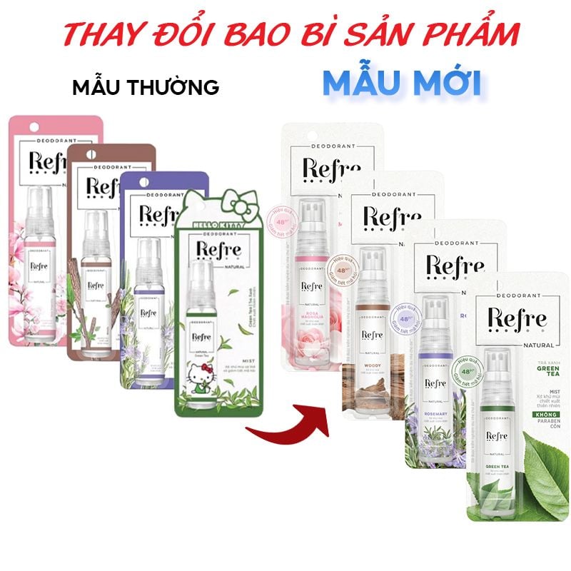 Xịt Khử Mùi Trắng Da, Giảm Thâm Sạm, Hỗ Trợ Se Khít Lỗ Chân Lông Refre Natural Deodorant Mist 30ml